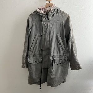 Monrow Faux Fur Lined Parka Anorak Jacket Coat